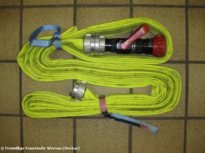 The C hose is stored in the AHB with a connected nozzle (Picture: Wernau Fire Department) 