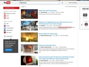 Zum Thema Flashover findet YouTube über 180.000 Videos (Screenshot: YouTube)
