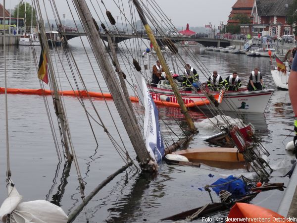 Gekentertes Boot Feuerwehreinsatz