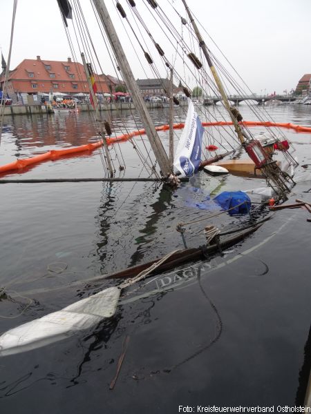 Gekentertes Boot Feuerwehreinsatz