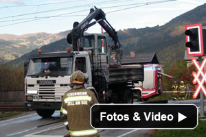 LKW Stromleitung Brand