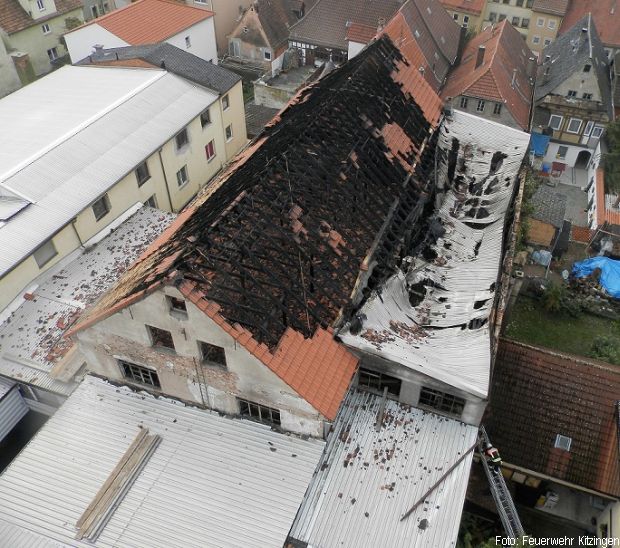 Großbrand Dachstuhl Kitzingen