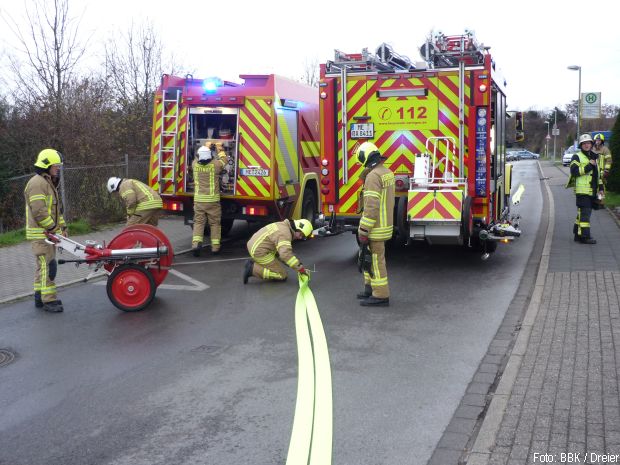 Angebaggerte Gasleitung Ratingen