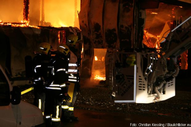 Großbrand Lagerhalle Feuerwehr