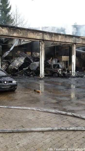 Großbrand Auto Werkstatt