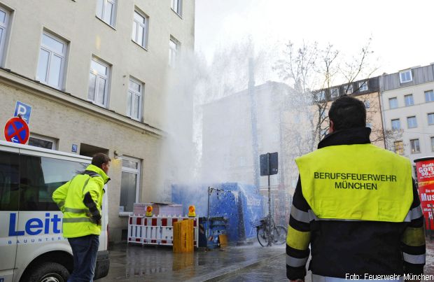 Unterflurhydrant Wasserfontäne München