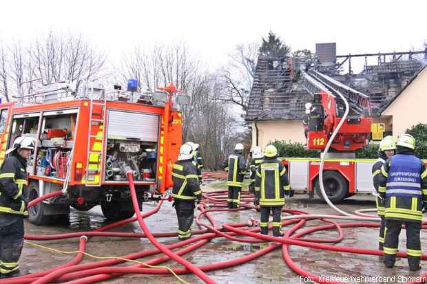 Dachstuhlbrand Feuerwehr Großbrand